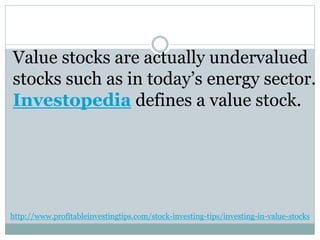Investing in Value Stocks