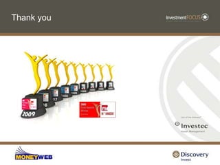 Summary – steadily shifting back into cautious mode“The central principle of investment is to go contrary to the general opinion” JM KeynesWe anticipate a great environment for stock pickingWe are buying quality and under-valued laggardsWe are attracted to stocks with resilient, depressed or below average profit marginsWe remain underweight Resources (except for paper, gold, energy and a fledgling position in steel)We are positioning for Rand weakness and are most attracted to non-commodity Rand hedges We remain concerned about the current momentumRisk-premia across a variety of stocks and asset classes are way too low and investors should be more discerning from this point forwardEquities should outperform bonds and cash.  However, on a prospective basis, the return for equities could prove disappointing relative to current expectations