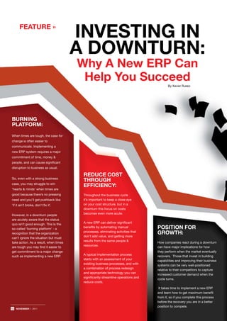 ERP: Investing in a downturn