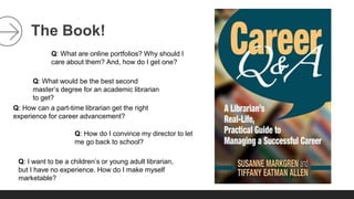The Book! 
Q: What are online portfolios? Why should I 
care about them? And, how do I get one? 
Q: What would be the best...