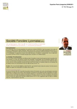 La politique d'nvestissement SFL décrite par Jean-Luc POTIER
