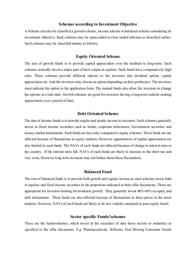Analysis and explanation of various investment options in ...