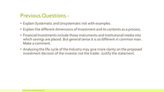 Basics of Investment | PPTX