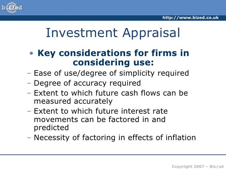 Investment Appraisals