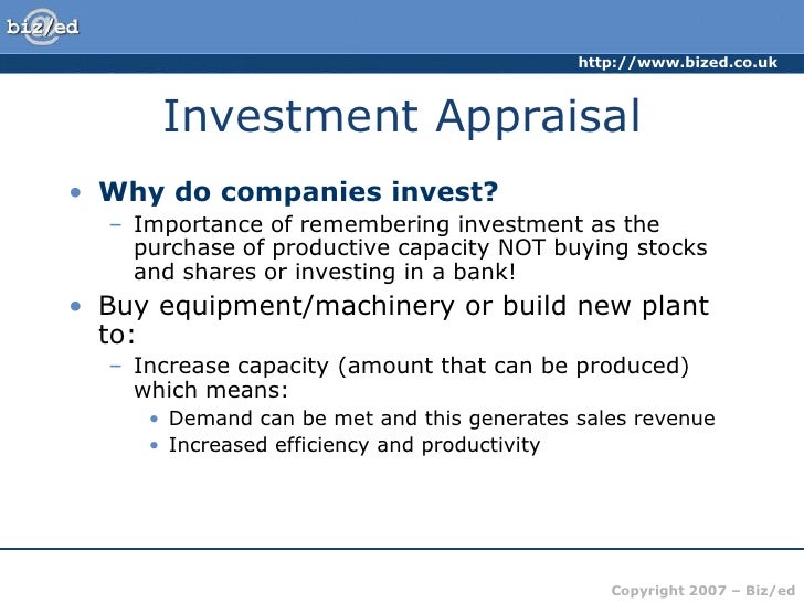 Investment Appraisals