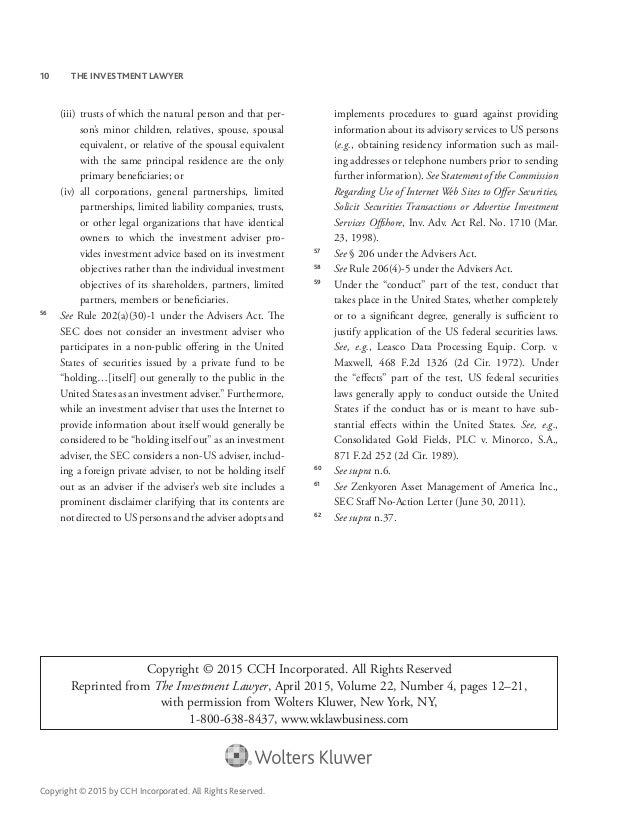 Investment Advisers Act Considerations for Foreign Investment Advisers