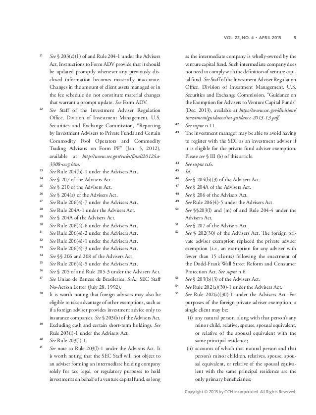 Investment Advisers Act Considerations for Foreign Investment Advisers