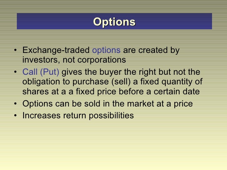 Are exchange traded options securities