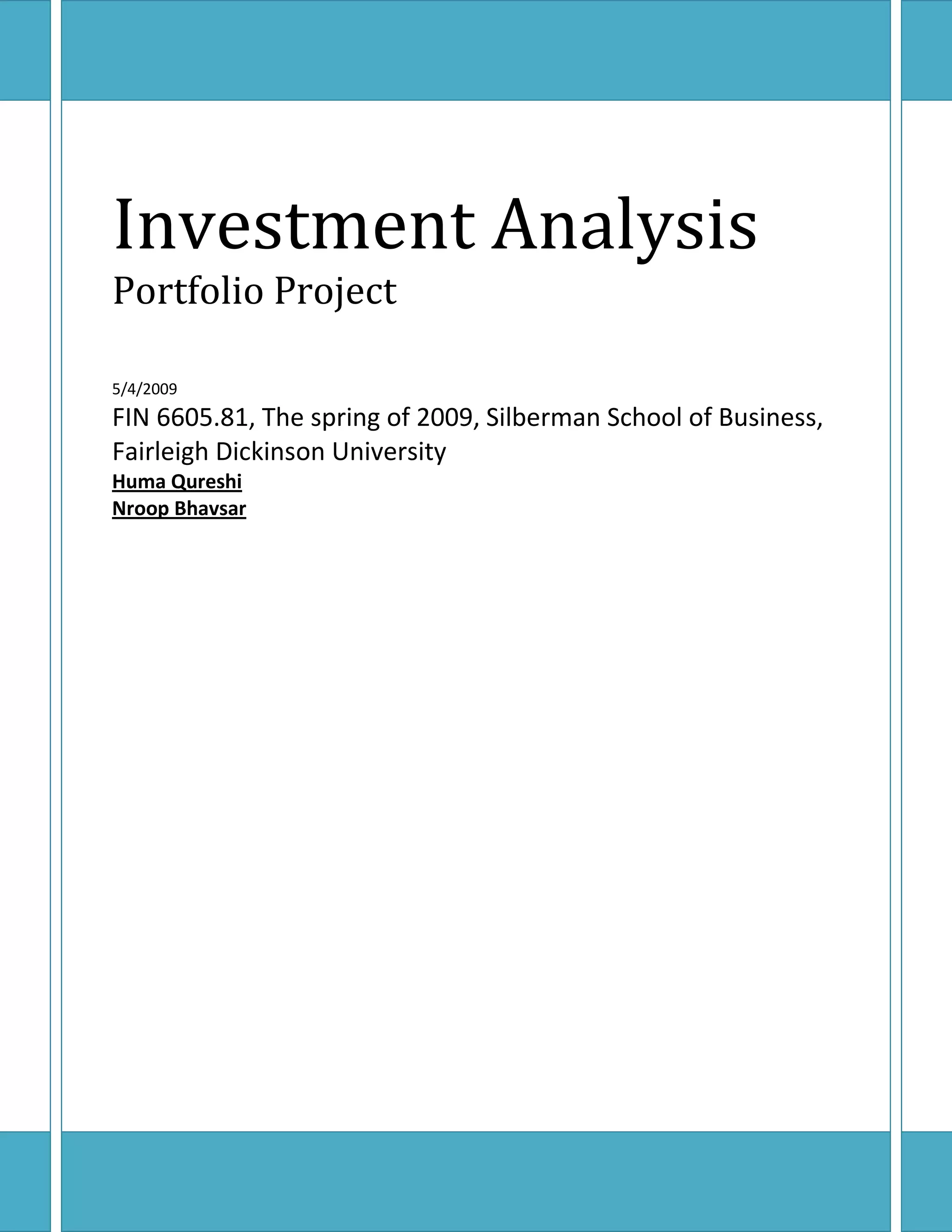 Investment Analysis Final Project
