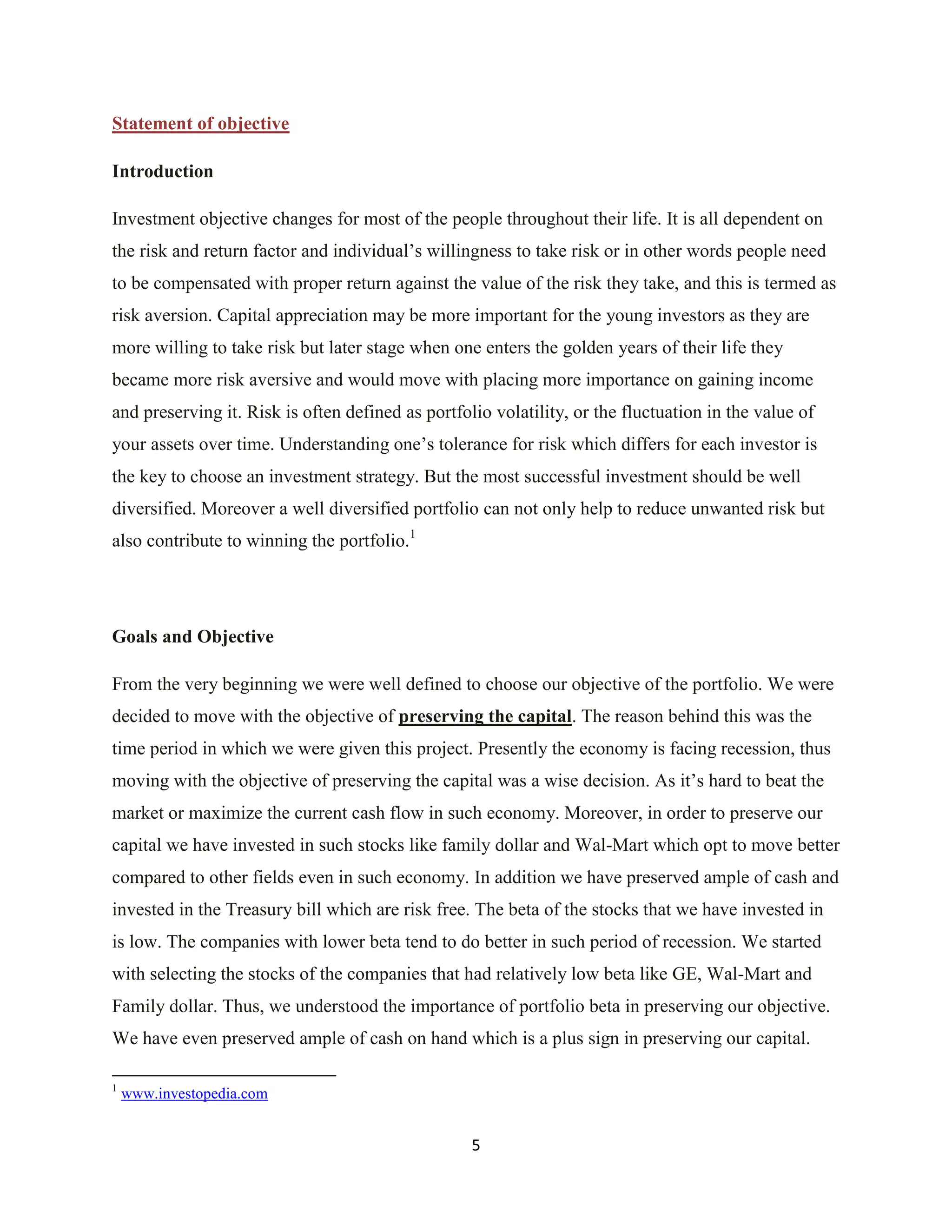 Investment Analysis Final Project