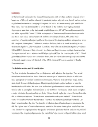 Investment Analysis  Final Project