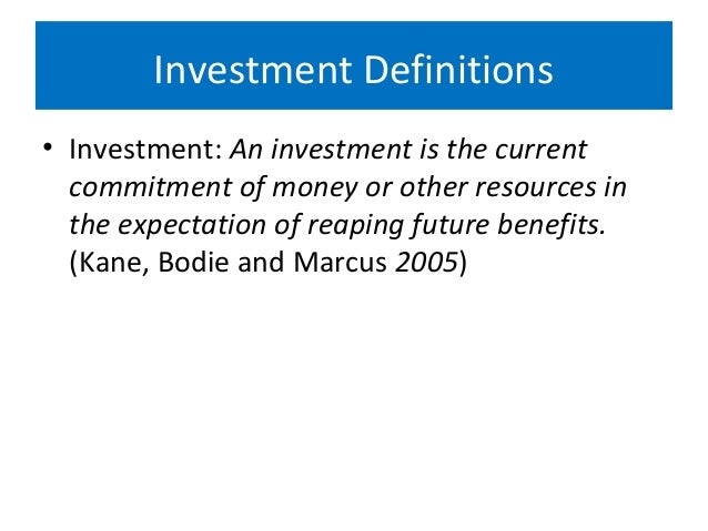 Investment and speculation