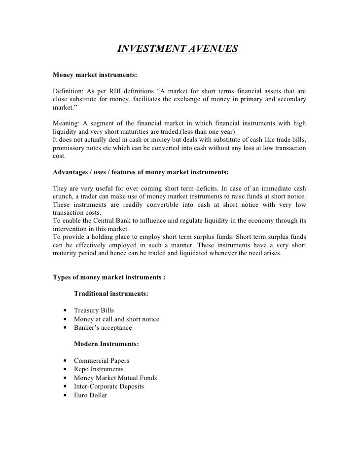 Investment Avenues