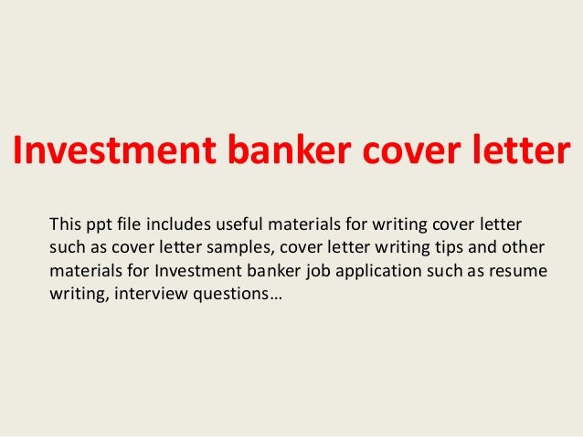 investment banker cover letter banking cover letter samples