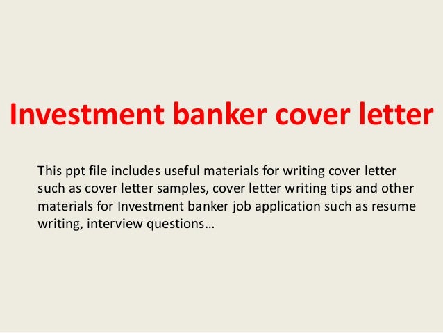 investment banker cover letter