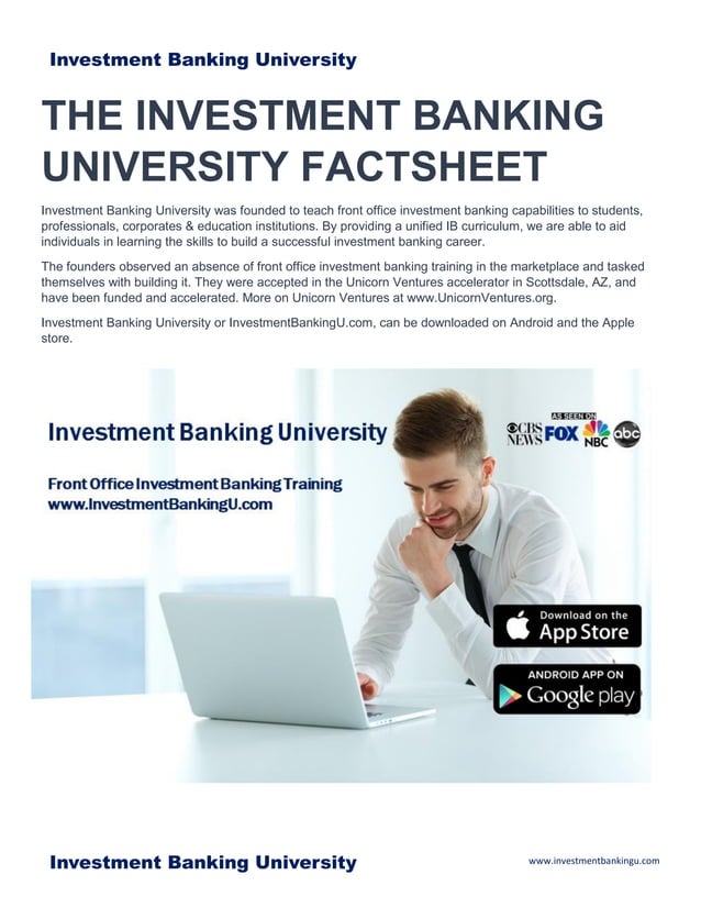 Investment Banking University Factsheet