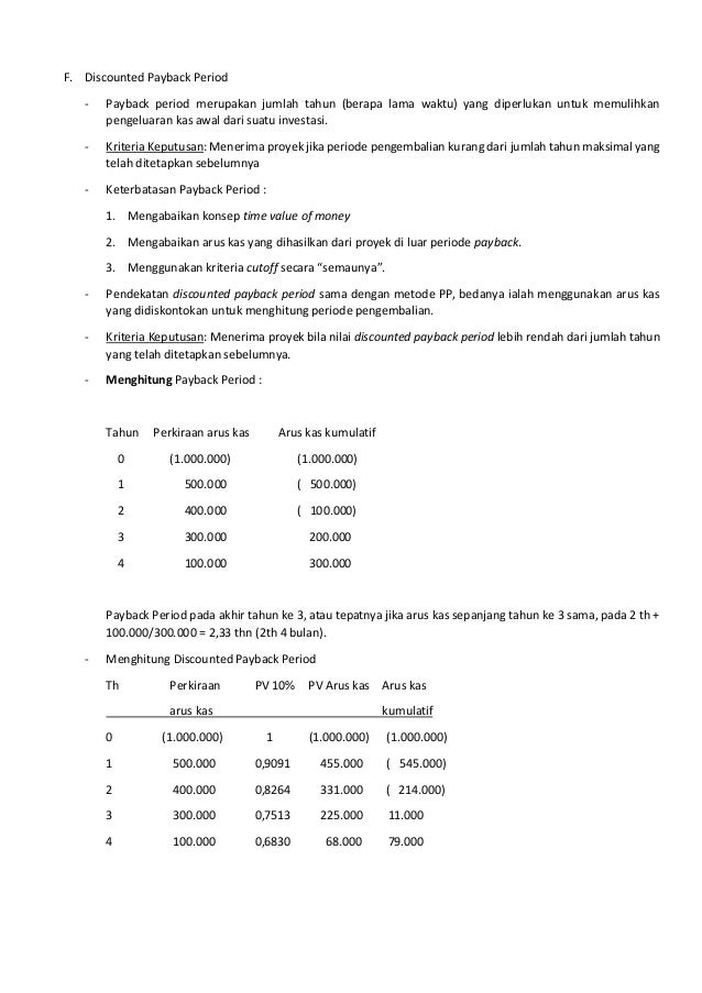 Discounted Payback Period Rumus Mathlaul Khairiyah