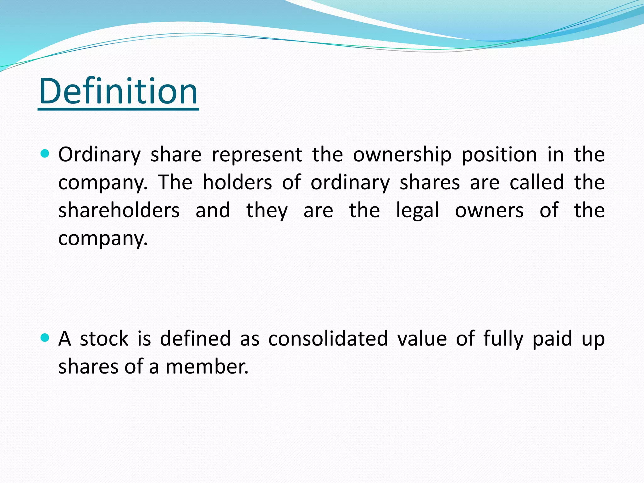 Shares Management Investment management of equity shares | PPT