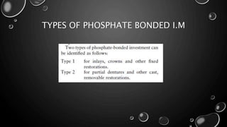 TYPES OF PHOSPHATE BONDED I.M
 