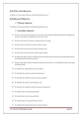 Investment pattern on mutual fund investor | PDF