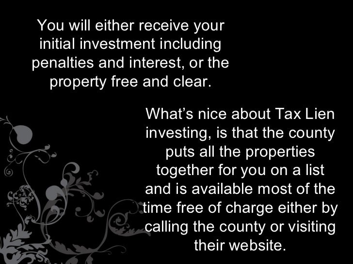 Free List Of Tax Lien Properties Free List Of Tax Lien Properties