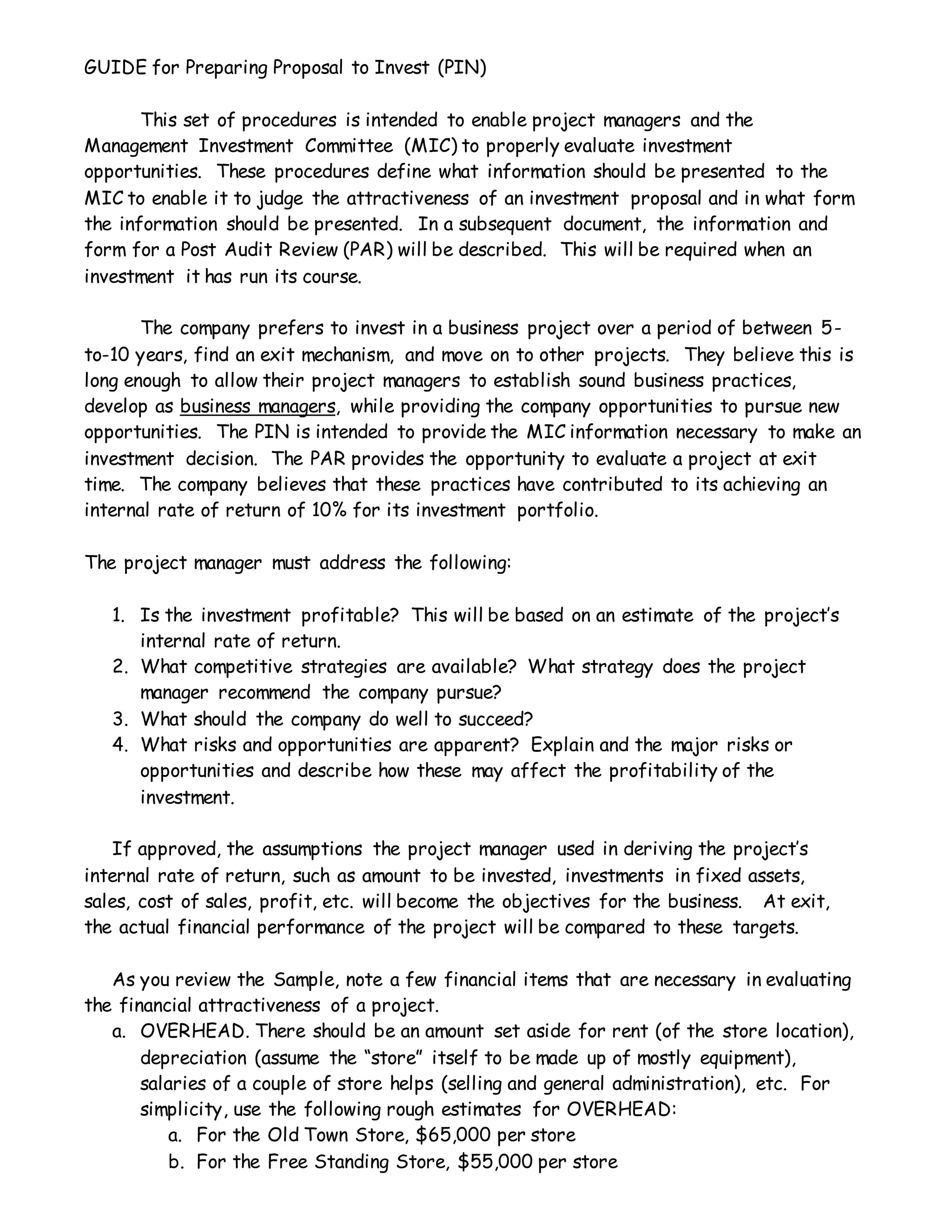 Investment proposal PDF