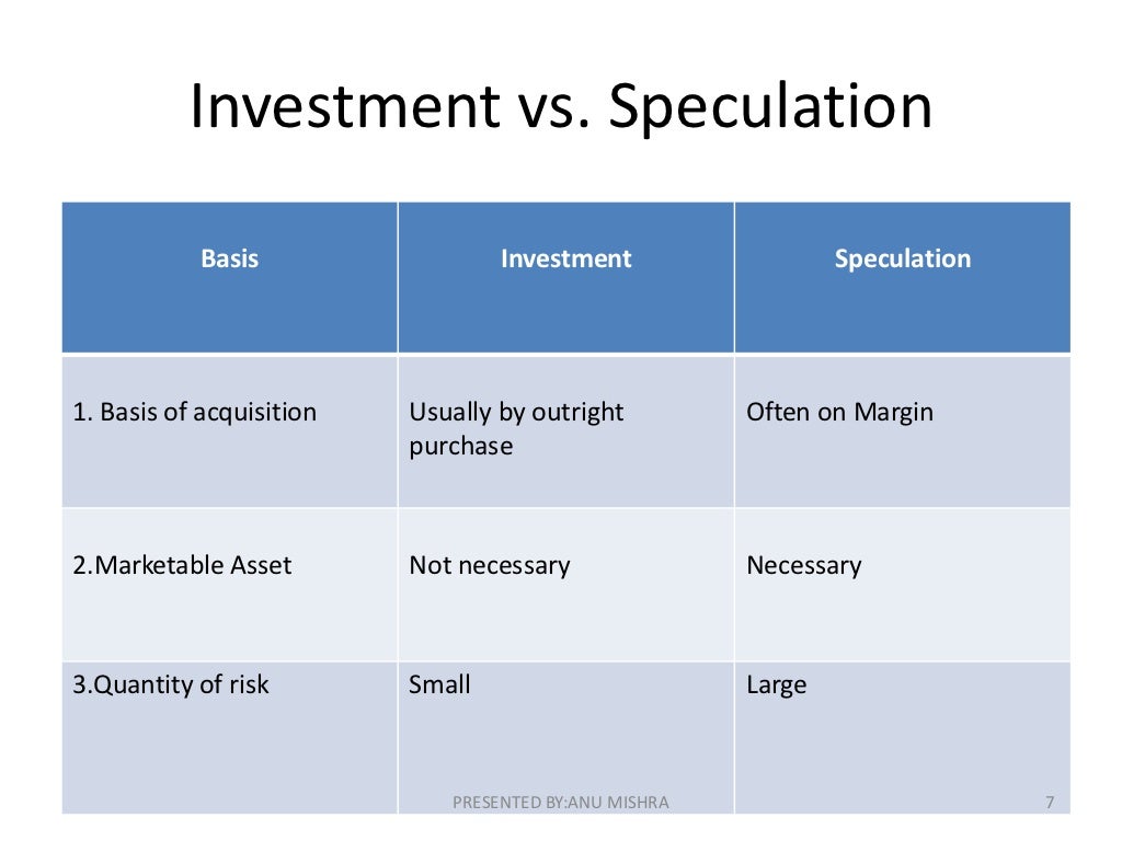 Investment vs speculation