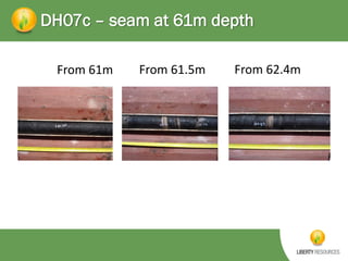 DH07c – seam at 61m depth
From 61m

From 61.5m

From 62.4m

 