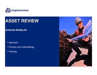 ASSET REVIEW
DUNCAN WANBLAD

• Approach
• Process and methodology
• Findings

 