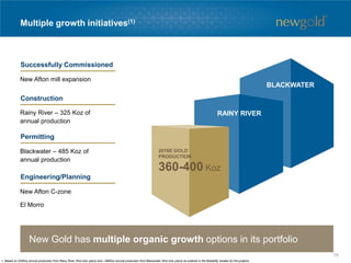 Multiple growth initiatives(1)
1. Based on 325Koz annual production from Rainy River (first nine years) and ~485Koz annual production from Blackwater (first nine years) as outlined in the feasibility studies for the projects.
New Afton mill expansion
New Gold has multiple organic growth options in its portfolio
Successfully Commissioned
Construction
Permitting
Engineering/Planning
New Afton C-zone
El Morro
Blackwater – 485 Koz of
annual production
Rainy River – 325 Koz of
annual production
RAINY RIVER
BLACKWATER
2016E GOLD
PRODUCTION
360-400 Koz
79
 