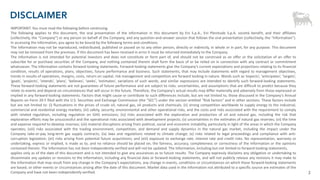 2
DISCLAIMER
IMPORTANT: You must read the following before continuing.
The following applies to this document, the oral presentation of the information in this document by Eni S.p.A., Eni Plenitude S.p.A. società benefit, and their affiliates
(collectively, the “Company”) or any person on behalf of the Company, and any question-and-answer session that follows the oral presentation (collectively, the “Information”).
In accessing the Information, you agree to be bound by the following terms and conditions.
The Information may not be reproduced, redistributed, published or passed on to any other person, directly or indirectly, in whole or in part, for any purpose. This document
may not be removed from the premises. If this document has been received in error it must be returned immediately to the Company.
The Information is not intended for potential investors and does not constitute or form part of, and should not be construed as an offer or the solicitation of an offer to
subscribe for or purchase securities of the Company, and nothing contained therein shall form the basis of or be relied on in connection with any contract or commitment
whatsoever. The Information contains forward-looking statements. Forward-looking statements give the Company’s current expectations and projections relating to its financial
condition, results of operations, plans, objectives, future performance and business. Such statements, that may include statements with regard to management objectives,
trends in results of operations, margins, costs, return on capital, risk management and competition are forward looking in nature. Words such as ‘expects’, ‘anticipates’, ‘targets’,
‘goals’, ‘projects’, ‘intends’, ‘plans’, ‘believes’, ‘seeks’, ‘estimates’, variations of such words, and similar expressions are intended to identify such forward-looking statements.
These forward-looking statements are not guarantees of future performance and are subject to risks, uncertainties, and assumptions that are difficult to predict because they
relate to events and depend on circumstances that will occur in the future. Therefore, the Company’s actual results may differ materially and adversely from those expressed or
implied in any forward-looking statements. Factors that might cause or contribute to such differences include, but are not limited to, those discussed in the Company‘s Annual
Reports on Form 20-F filed with the U.S. Securities and Exchange Commission (the “SEC”) under the section entitled “Risk factors” and in other sections. These factors include
but are not limited to: (i) fluctuations in the prices of crude oil, natural gas, oil products and chemicals; (ii) strong competition worldwide to supply energy to the industrial,
commercial and residential energy markets; (iii) safety, security, environmental and other operational risks, and the costs and risks associated with the requirement to comply
with related regulation, including regulation on GHG emissions; (iv) risks associated with the exploration and production of oil and natural gas, including the risk that
exploration efforts may be unsuccessful and the operational risks associated with development projects; (v) uncertainties in the estimates of natural gas reserves; (vi) the time
and expense required to develop reserves; (vii) material disruptions arising from political, social and economic instability, particularly in light of the areas in which the Company
operates; (viii) risks associated with the trading environment, competition, and demand and supply dynamics in the natural gas market, including the impact under the
Company take-or-pay long-term gas supply contracts; (ix) laws and regulations related to climate change; (x) risks related to legal proceedings and compliance with anti-
corruption legislation; (xii) risks arising from potential future acquisitions; and (xiii) exposure to exchange rate, interest rate and credit risks. No representation, warranty or
undertaking, express or implied, is made as to, and no reliance should be placed on, the fairness, accuracy, completeness or correctness of the Information or the opinions
contained therein. The Information has not been independently verified and will not be updated. The Information, including but not limited to forward-looking statements,
applies only as of the date of this document and is not intended to give any assurances as to future results. The Company expressly disclaims any obligation or undertaking to
disseminate any updates or revisions to the Information, including any financial data or forward-looking statements, and will not publicly release any revisions it may make to
the Information that may result from any change in the Company’s expectations, any change in events, conditions or circumstances on which these forward-looking statements
are based, or other events or circumstances arising after the date of this document. Market data used in the Information not attributed to a specific source are estimates of the
Company and have not been independently verified.
 