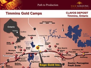 Path to Production


Timmins Gold Camps                  CLAVOS DEPOSIT
                                     Timmins, Ontario




                                                  8
 