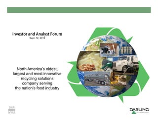 Investor and Analyst Forum – Sept. 12, 2012




Investor and Analyst Forum
             Sept. 12, 2012




   North America’s oldest,
largest and most innovative
     recycling solutions
      company serving
  the nation’s food industry
 