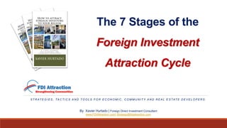 The 7 Stages of the
Foreign Investment
Attraction Cycle
S T R AT E G I E S , TA C T I C S A N D TO O L S F O R E C O N O M I C , C O M M U N I T Y A N D R E A L E S TAT E D E V E L O P E R S .
By Xavier Hurtado | Foreign Direct Investment Consultant
www.FDIAttraction.com| Strategy@fdiattraction.com
 