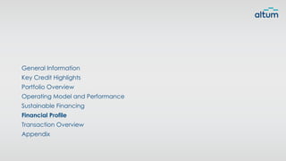 General Information
Key Credit Highlights
Portfolio Overview
Operating Model and Performance
Sustainable Financing
Financial Profile
Transaction Overview
Appendix
 