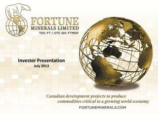 Investor Presentation
July 2013
 