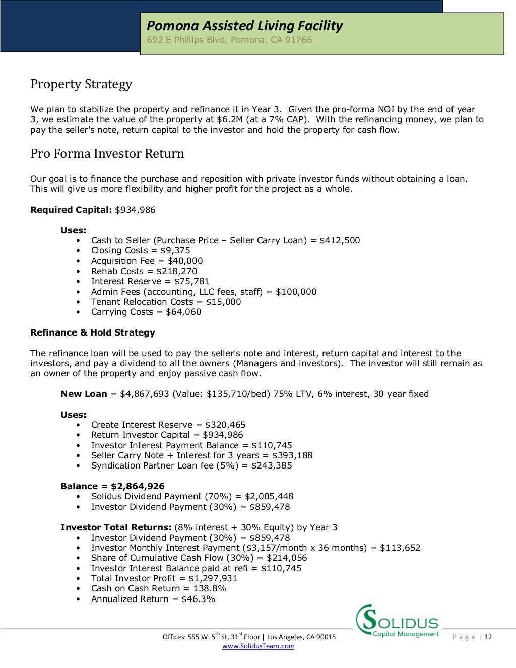 Assisted Living JV Proposal