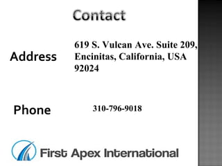 Address
Phone
619 S. Vulcan Ave. Suite 209,
Encinitas, California, USA
92024
310-796-9018