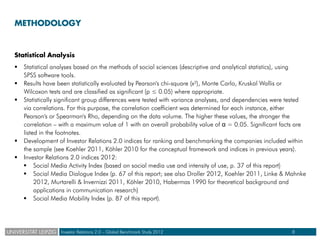 METHODOLOGY


Statistical Analysis
   Statistical analyses based on the methods of social sciences (descriptive and analy...