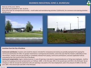 IV. BUSINESS ZONEDIVISION OF THE REPUBLIC OF CROATIA BY COUNTIES AND STATISTICAL REGIONSIn Koprivnica Križevci County is total of 38.000 inhabitantsemployed, fromwhich 5.000 is employedat theareaofthebusinesszonesin 116 companiesDanica-thebiggestbusiness zone in Koprivnica Križevci Countyemployes2.000 people. Belupo, Podravka, CarlsbergMore informationsaboutthezones: www.pora.com.hr
