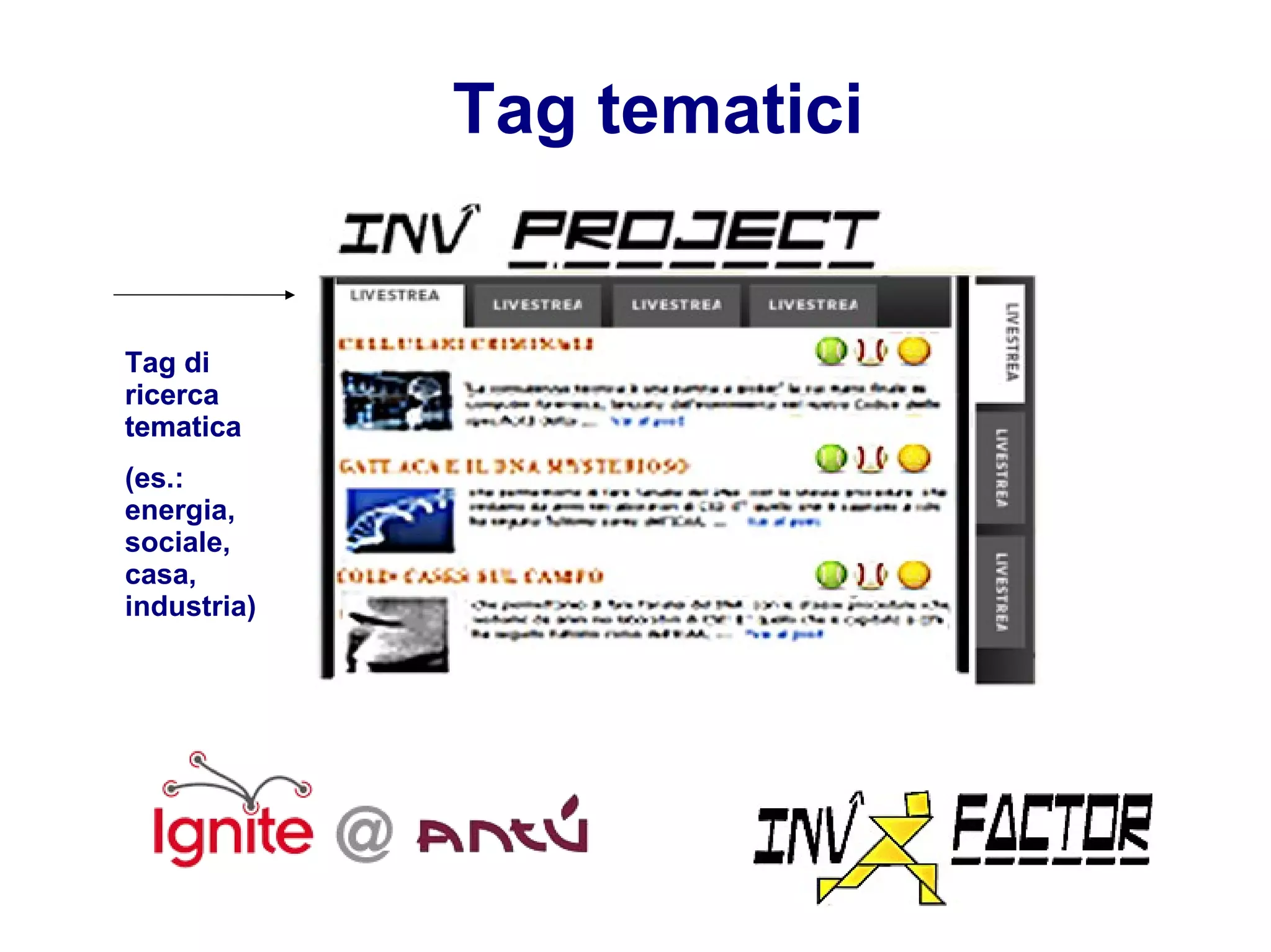Tag tematici Tag di ricerca tematica Tag di ricerca tematica (es.: energia, sociale, casa, industria) 