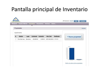 Pantalla principal de Inventario
 