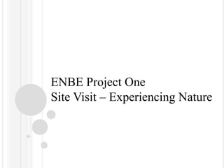 ENBE Project One
Site Visit – Experiencing Nature
 