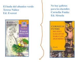 No hay galletas <br />para los duendes<br />CorneliaFunke<br />Ed. Siruela<br />El hada del abanico verde<br />Teresa Núñe...