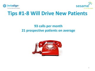 Tips #1-8 Will Drive New Patients
16
93 calls per month
21 prospective patients on average
 