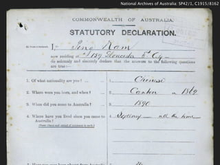 National Archives of Australia: SP42/1, C1915/8162
 