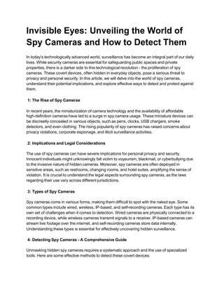Invisible Eyes_ Unveiling the World of Spy Cameras and How to Detect 