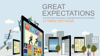 THE AVERAGE MILLENNIAL CONSUMER SWITCHES SCREENS
27 TIMES PER HOUR.
GREAT
EXPECTATIONS
 