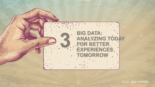BIG DATA:
ANALYZING TODAY
FOR BETTER
EXPERIENCES
TOMORROW
3
 