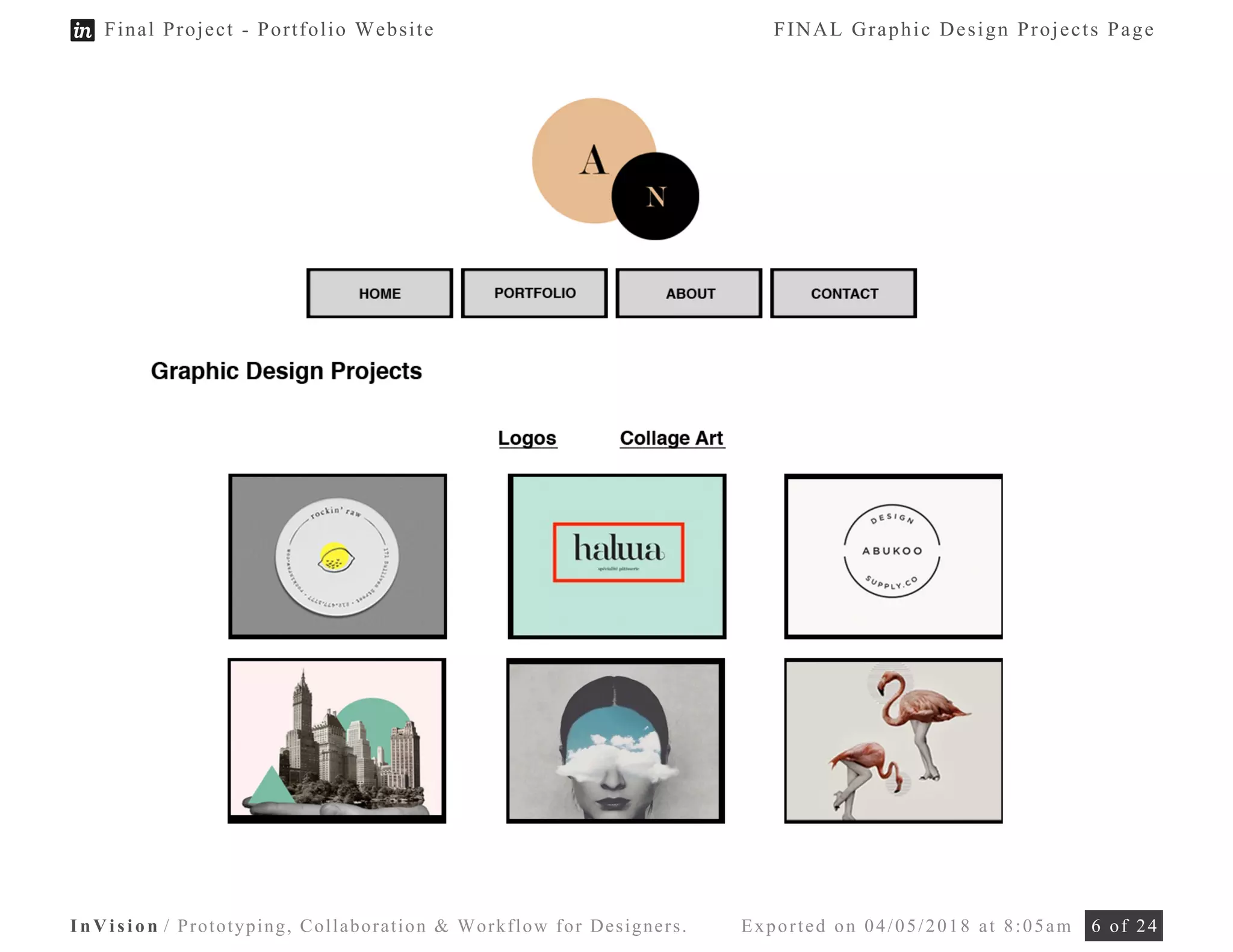 InVision / Prototyping, Collaboration & Workflow for Designers. Exported on 04/05/2018 at 8:05am 6 of 24
Final Project - Portfolio Website FINAL Graphic Design Projects Page